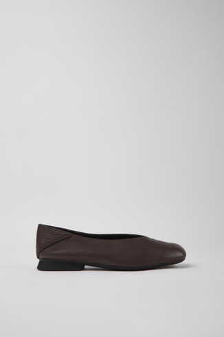 Side view of Casi Myra Brown leather ballerinas for women