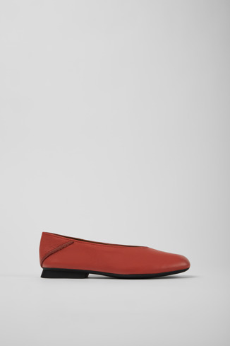 Side view of Casi Myra Red leather ballerinas for women