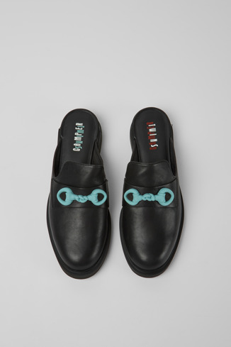 Twins Halfopen zwarte leren schoenen