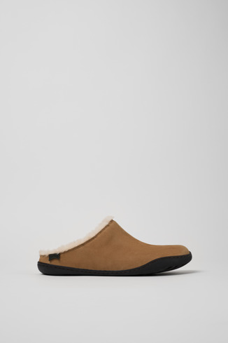 Side view of Peu Brown Nubuck Clogs for Women