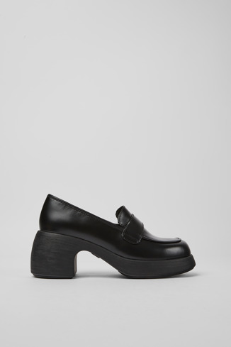 Side view of Thelma Black leather shoes