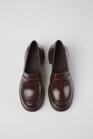 Overhead view of Thelma Burgundy leather shoes for women