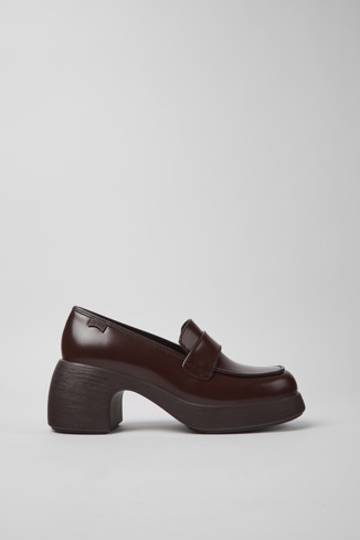 Side view of Thelma Burgundy leather shoes for women