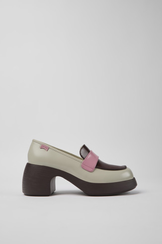 Side view of Twins Multicolored leather shoes for women