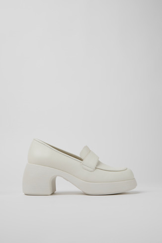 Side view of Thelma White leather shoes for women