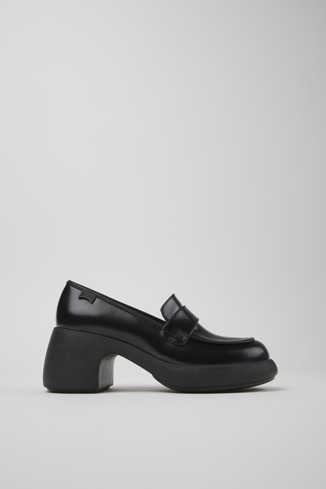 Side view of Thelma Black Leather Loafer for Women