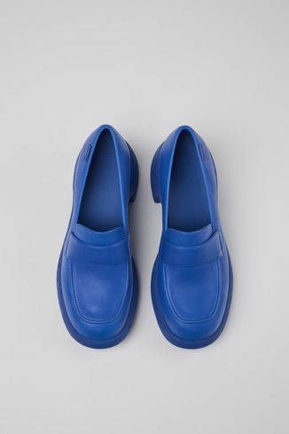 Overhead view of Thelma Blue Leather Loafer for Women
