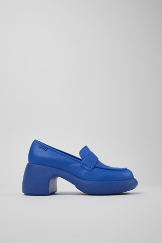 Side view of Thelma Blue Leather Loafer for Women