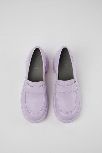 Overhead view of Thelma Purple Leather Loafer for Women