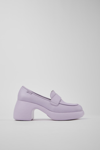 Side view of Thelma Purple Leather Loafer for Women
