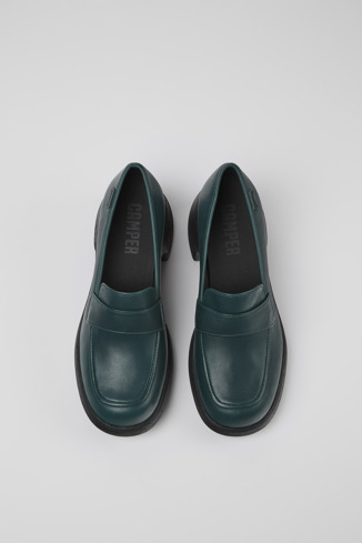 Overhead view of Thelma Green Leather Loafer for Women