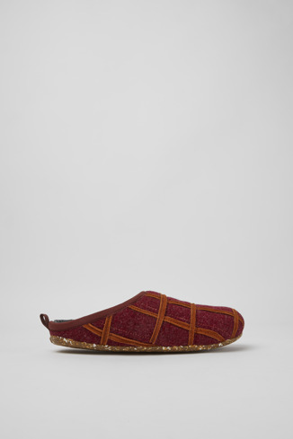Side view of Twins Burgundy wool women’s slippers
