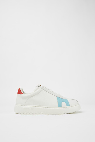 Side view of Twins White suede and leather sneakers
