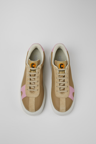 Overhead view of Runner K21 Beige and pink sneakers for women