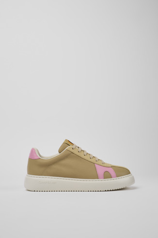 Side view of Runner K21 Beige and pink sneakers for women