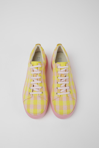 Alternative image of K201314-004 - Runner Up - Yellow and pink recycled cotton sneakers for women