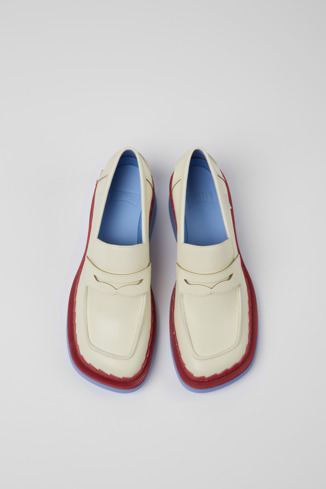 Alternative image of K201320-006 - Taylor - White and red leather loafers for women