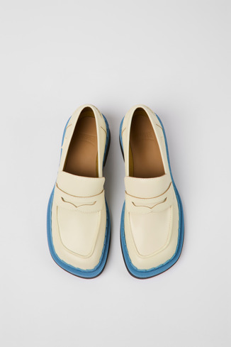 Alternative image of K201320-009 - Taylor - White and blue leather loafers for women
