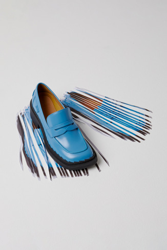 K201320-010 - Taylor - Blue leather loafers for women