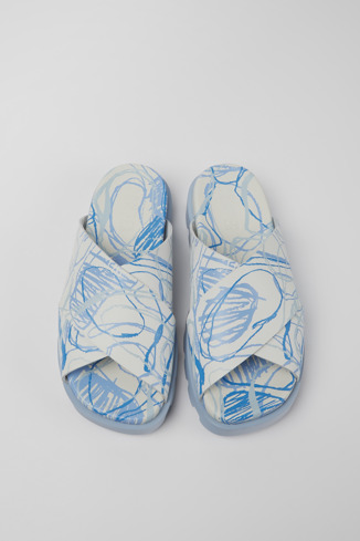 Alternative image of K201321-005 - Brutus Sandal - Sandales en cuir imprimé blanc et bleu pour femme