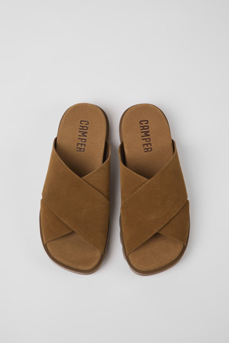Overhead view of Brutus Sandal Brown nubuck sandals for women