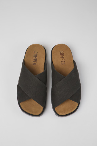 Overhead view of Brutus Sandal Gray recycled cotton sandals for women