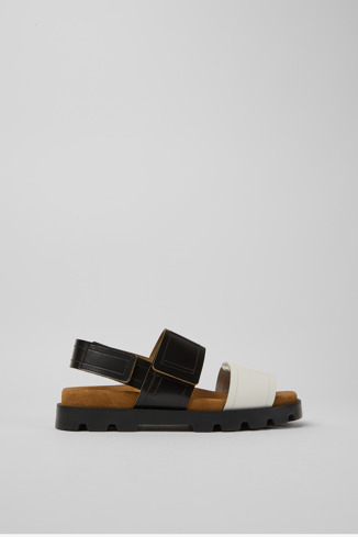 Brutus Sandal 여성 블랙 앤 화이트 컬러 가죽 샌들옆면