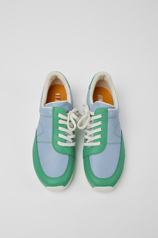 Alternative image of K201335-004 - Twins - Green and blue leather sneakers for women