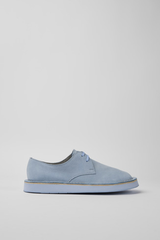 Side view of Brothers Polze Blue leather shoes for women