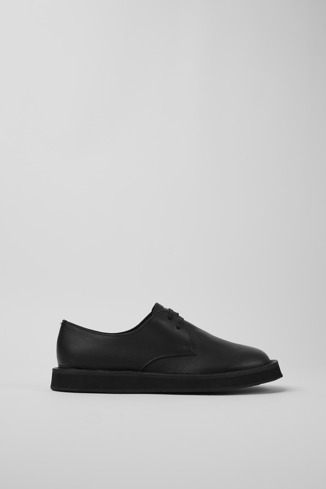 Side view of Brothers Polze Black leather shoes for women