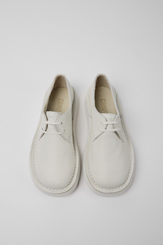 Overhead view of Brothers Polze White leather shoes for women