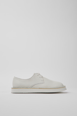 Side view of Brothers Polze White leather shoes for women