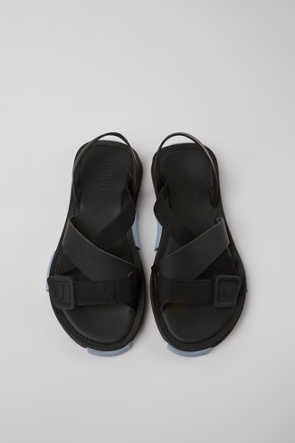 Alternative image of K201345-001 - Set - Czarne sandały damskie ze skóry i PET z recyklingu