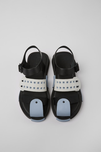 Alternative image of K201346-001 - Set - Sandales en cuir noir et blanc pour femme