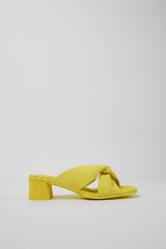 Side view of Katie Yellow recycled PET sandals for women