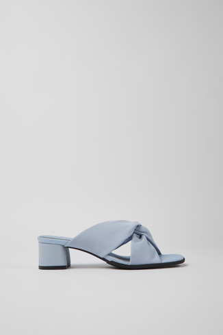 Side view of Katie Blue textile sandals for women