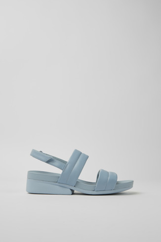 Side view of Minikaah Blue leather sandals for women