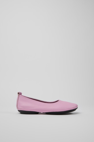 Side view of Right Pink leather shoes for women