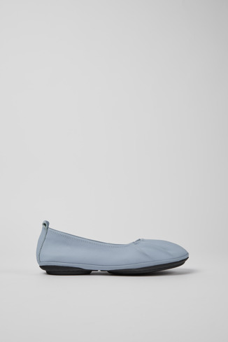 Side view of Right Blue leather shoes for women