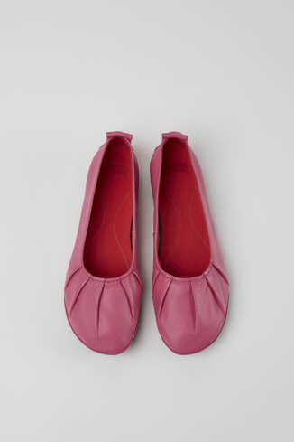 Alternative image of K201364-007 - Right - Pink leather ballerina flats for women