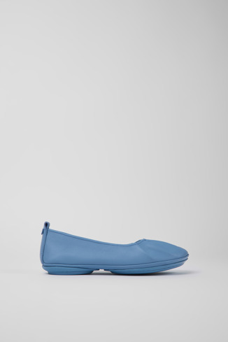 Side view of Right Blue leather ballerinas for women