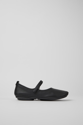 K201365-006 - Right - 女款黑色皮革芭蕾舞平底鞋