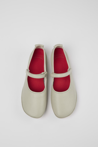 Overhead view of Right Gray leather ballerinas for women