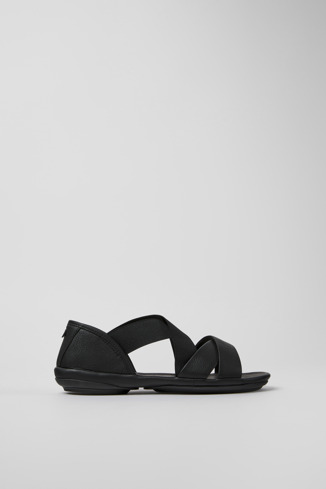 Side view of Right Black leather sandals for women