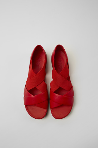 Alternative image of K201367-002 - Right - Red leather sandals for women
