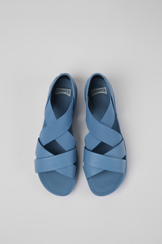 Alternative image of K201367-005 - Right - Blue leather sandals for women