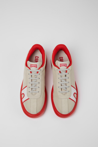 Runner K21 Sneaker gris y roja de tejido y nobuk para mujer