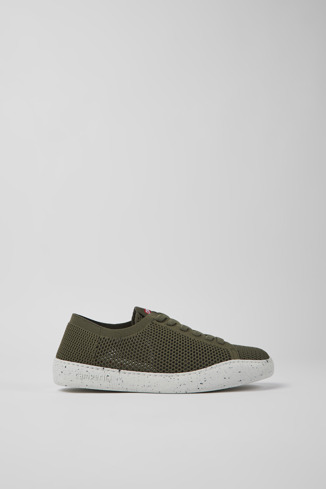 Side view of Peu Touring Green textile sneakers for women