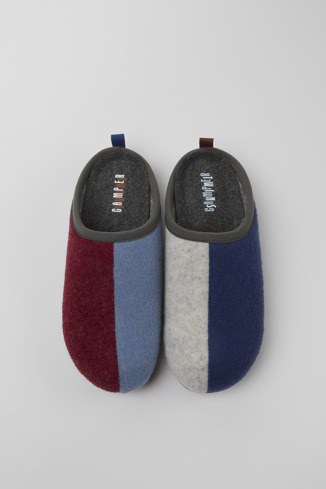 Overhead view of Twins Multicolored wool women’s slippers