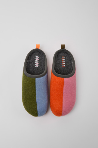 Overhead view of Twins Multicolored wool women’s slippers